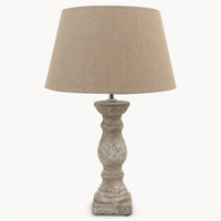 Thumbnail for Balustrade Stone Lamp with Linen Shade - Small