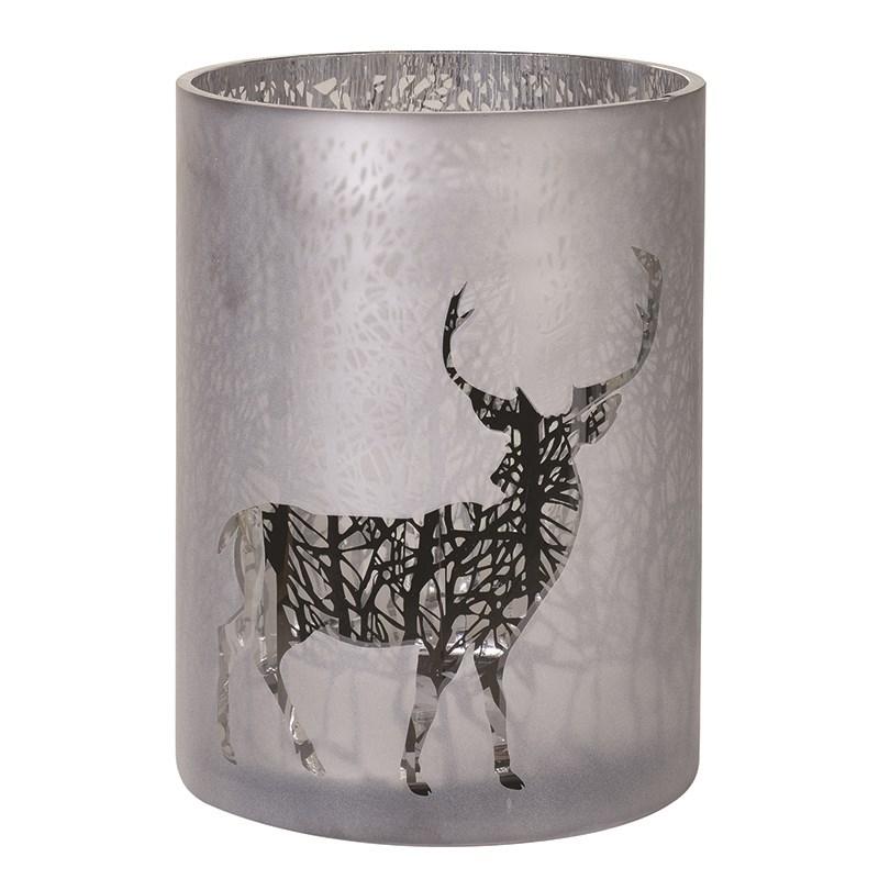 Medium Silver Forest & Stag Candleholder