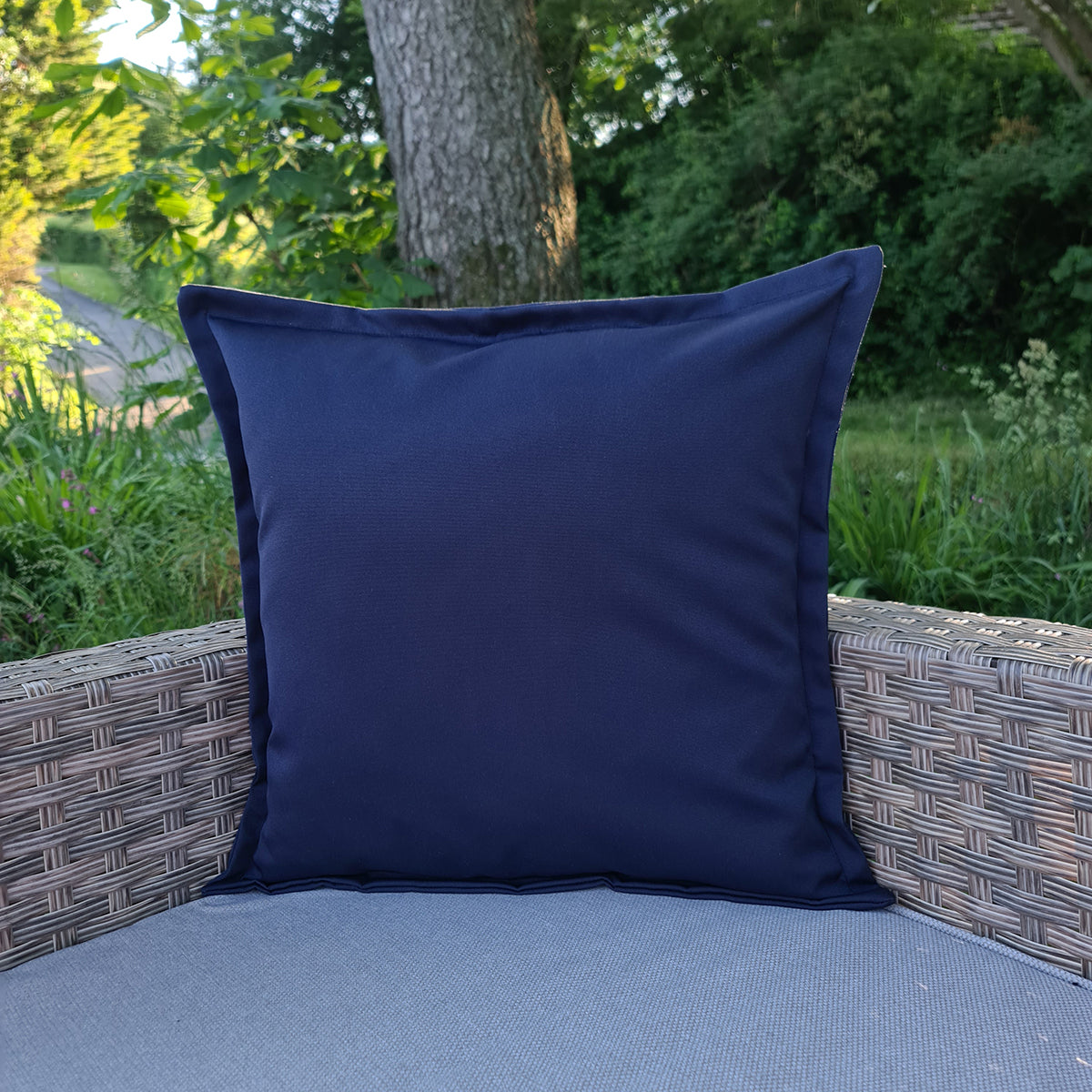 Navy Oxford Edge Square Water Resistant Cushion