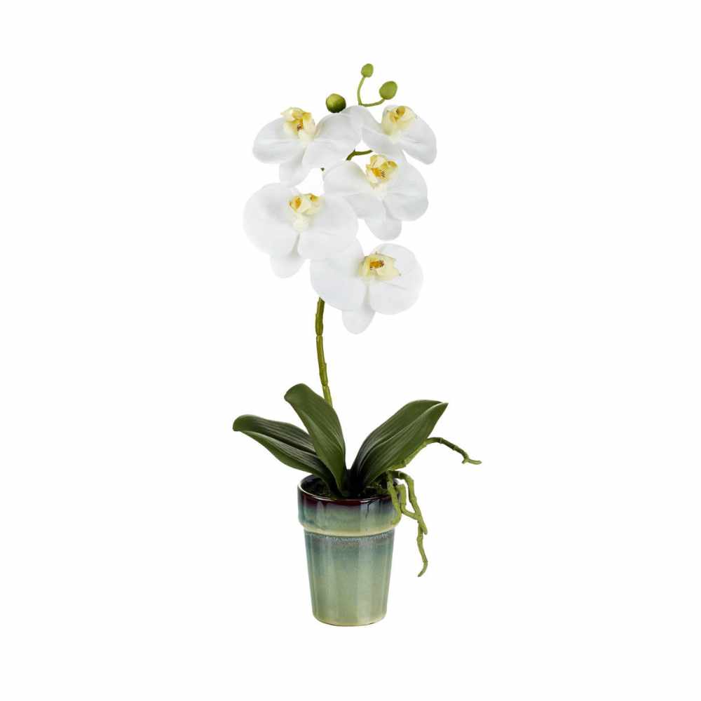 Faux White Potted Orchid Phalaenopsis