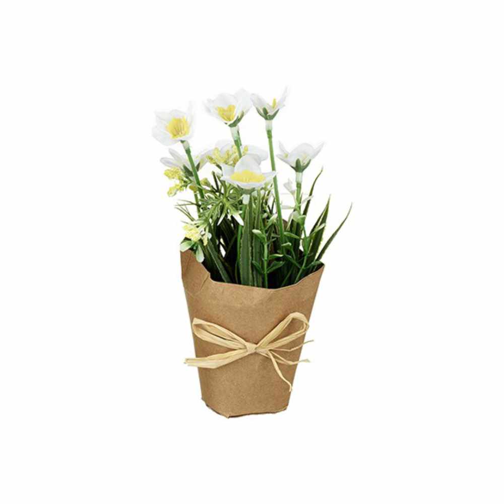 Faux Potted White Flowers