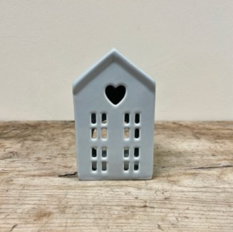 Small Heart Grey House Tealight Holder