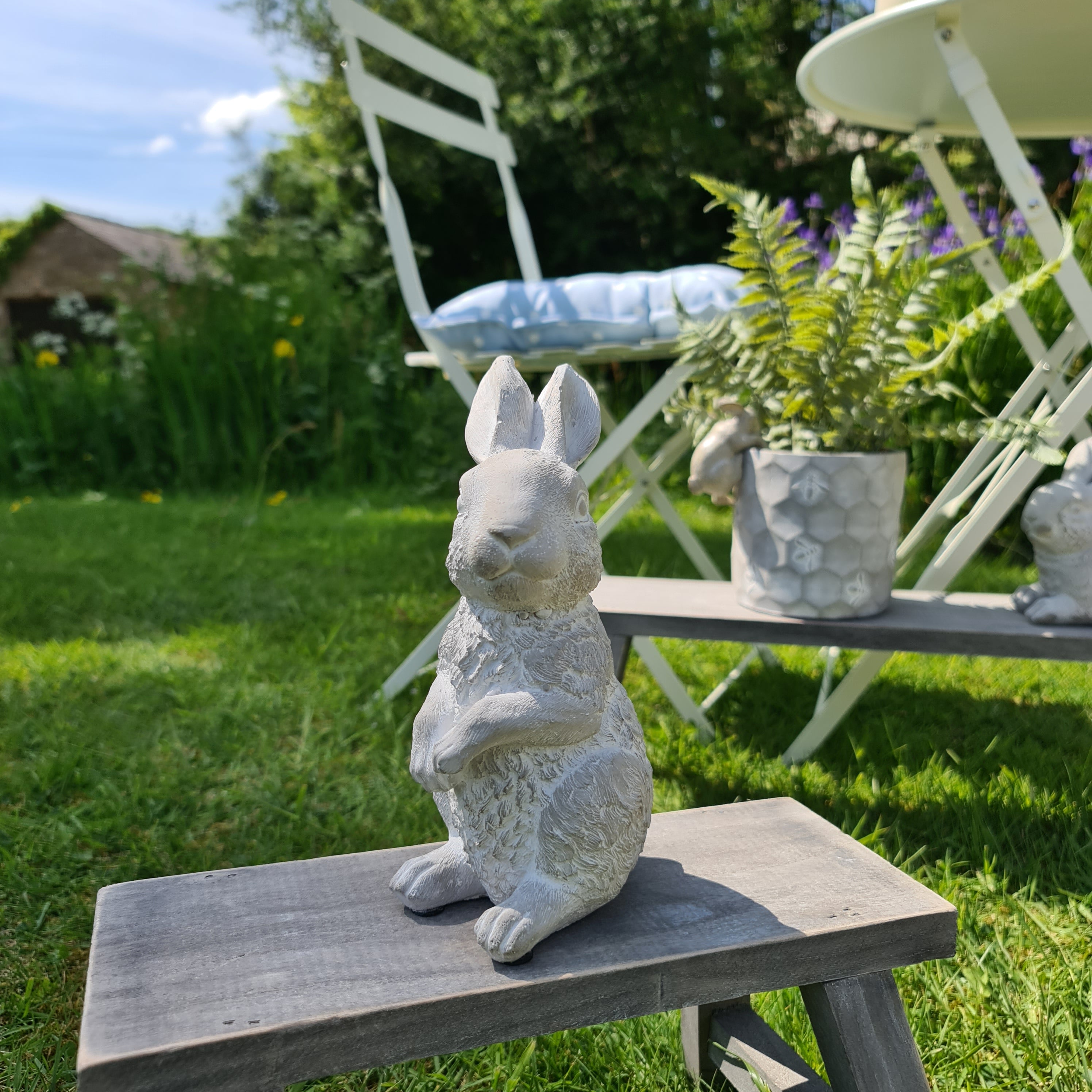 Albie the Grey Concrete Garden Rabbit