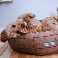 Thumbnail for Heather Checked Donut Dog Bed