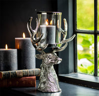 Thumbnail for Stag Antler Glass Hurricane Lantern