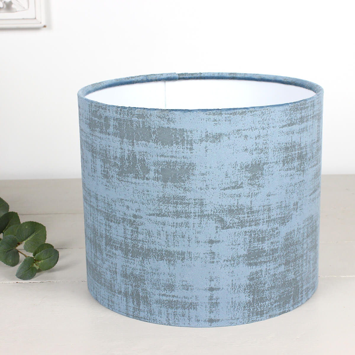 Savoy Azure Blue Velvet Drum Lampshade