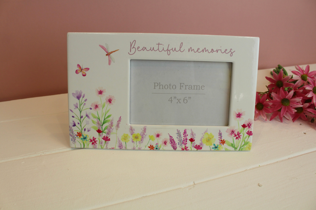 Ceramic Beautiful Memories Flower Photo Frame