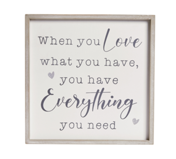 'When You Love...' Square Framed Sign