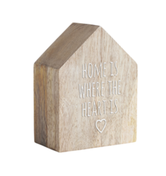 'Home Is Where The Heart Is' Wooden House Block