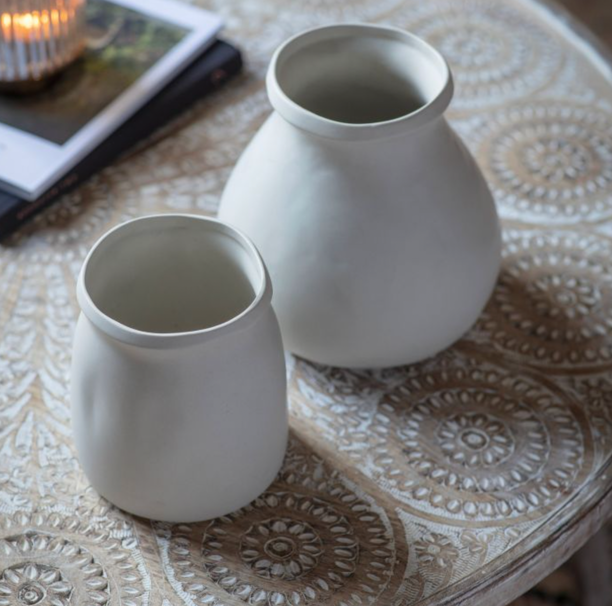Cream Stoneware Ikoma Vase