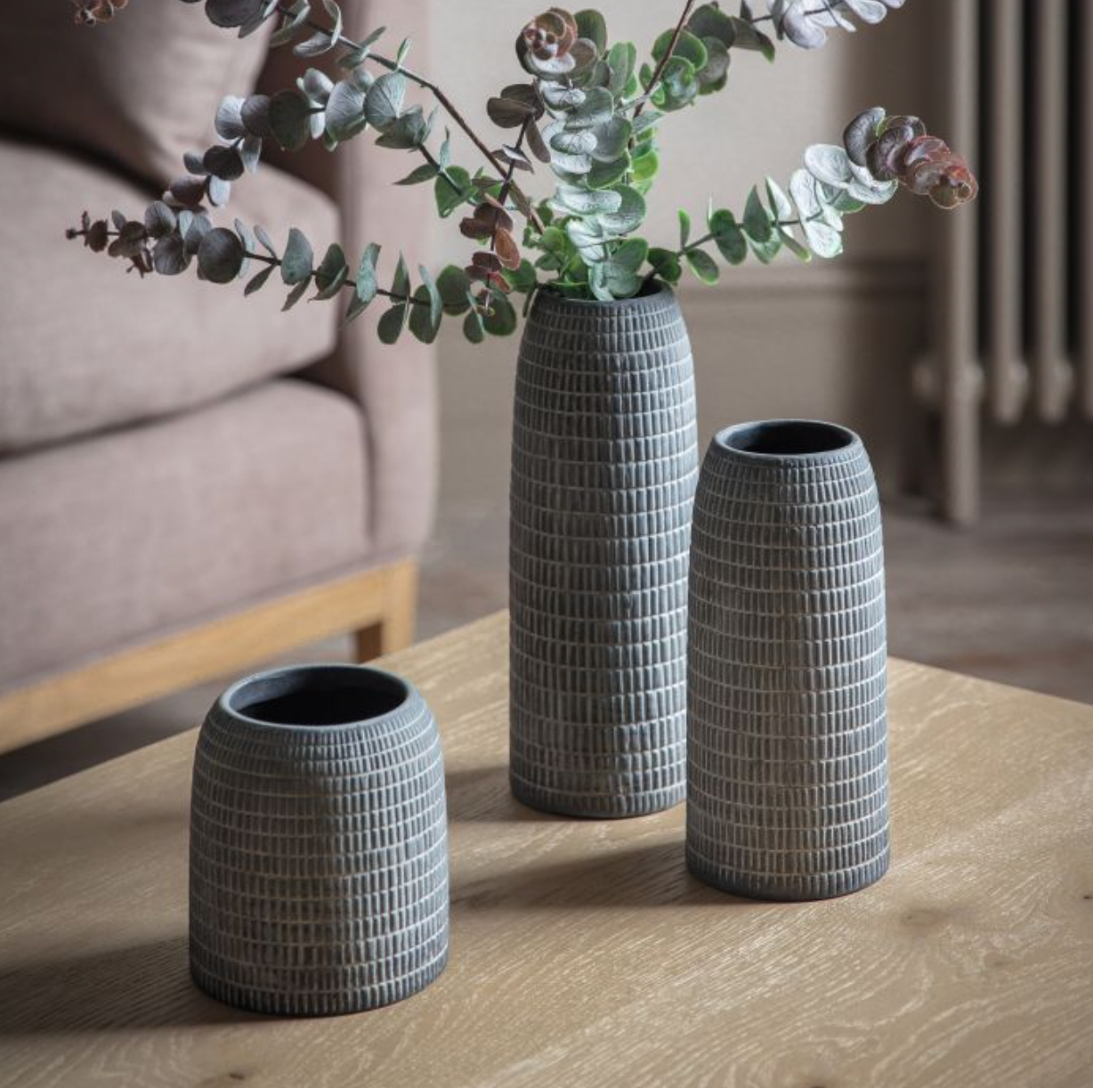 Set of 3 Corsico Grey Vases