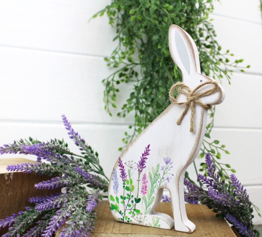 Floral Hare Sitting Block