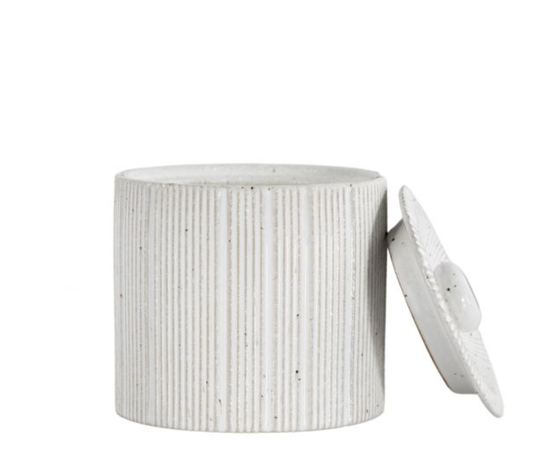 Ceramic White Estrid Jar - Medium