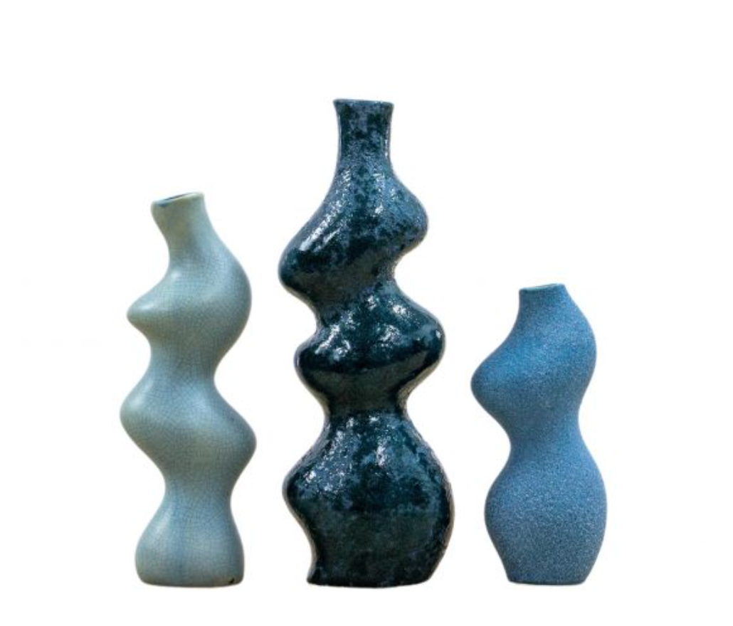 Set of 3 Blue Suburo Vases - Large