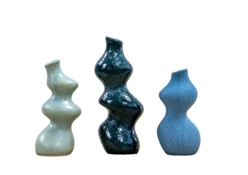 Set of 3 Blue Suburo Vases - Medium