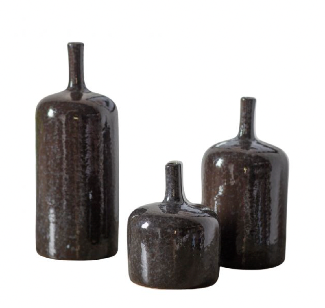 Set of 3 Dark Grey Vormark Vases