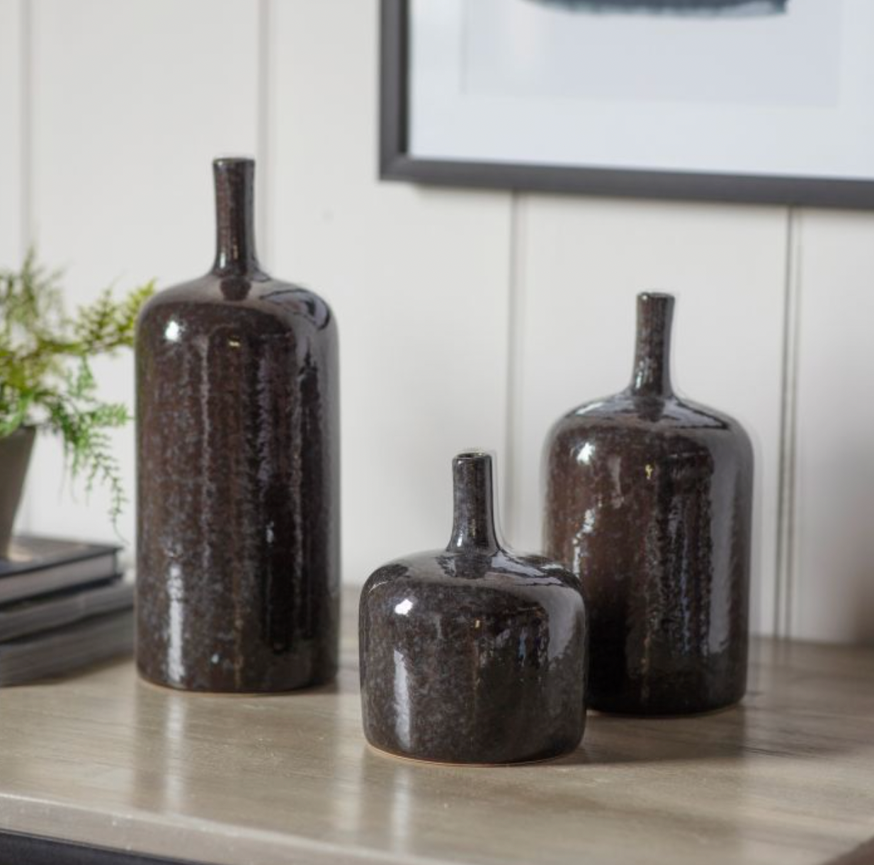 Set of 3 Dark Grey Vormark Vases