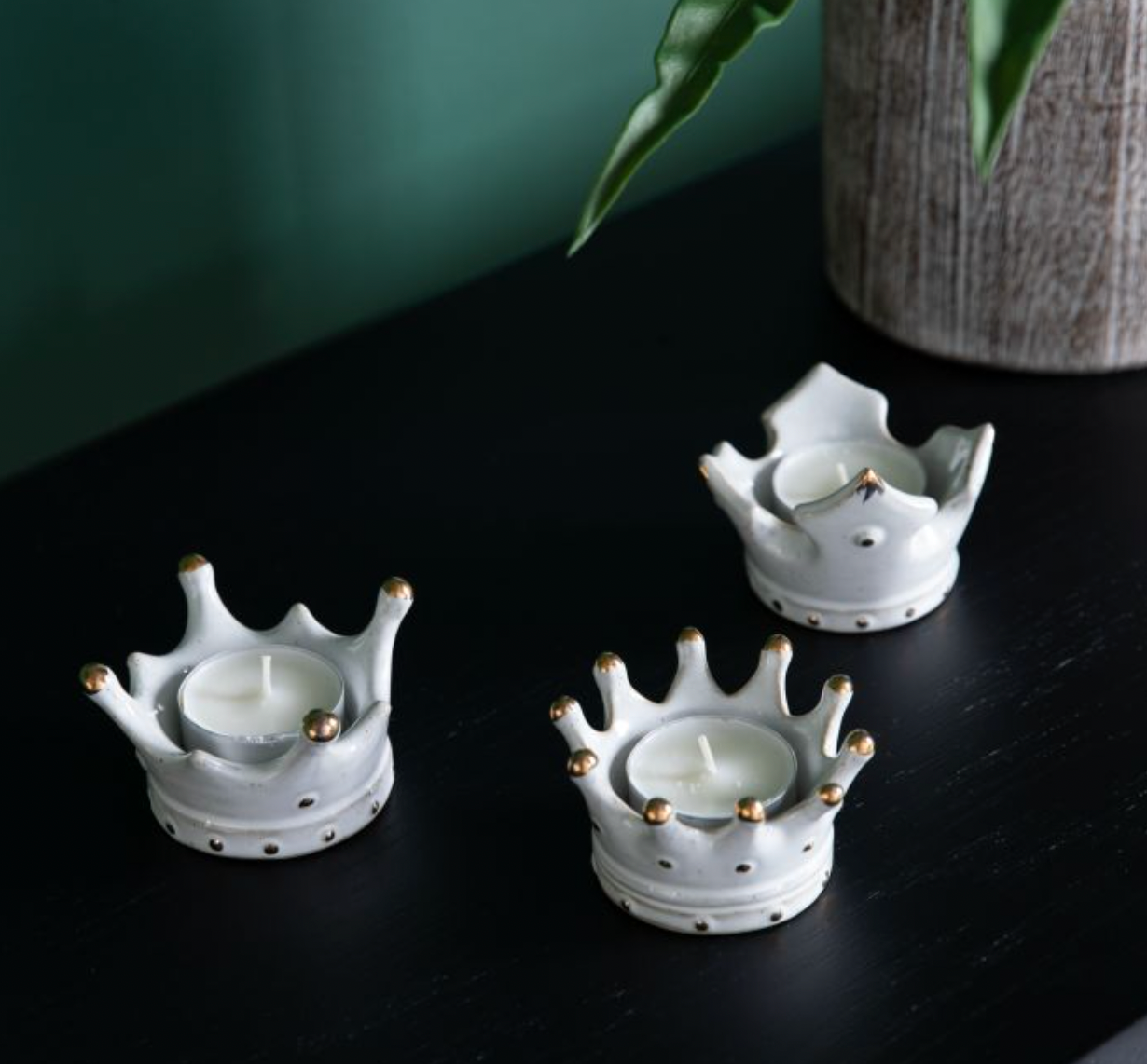 Set of 3 Crown Tea Light Holders