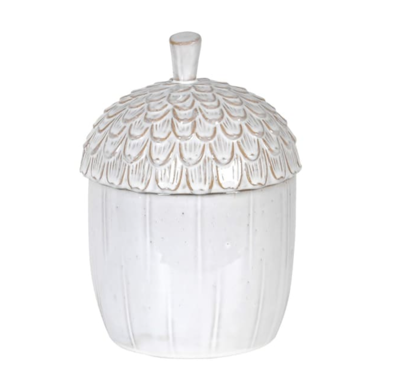 Ceramic White Acorn Jar