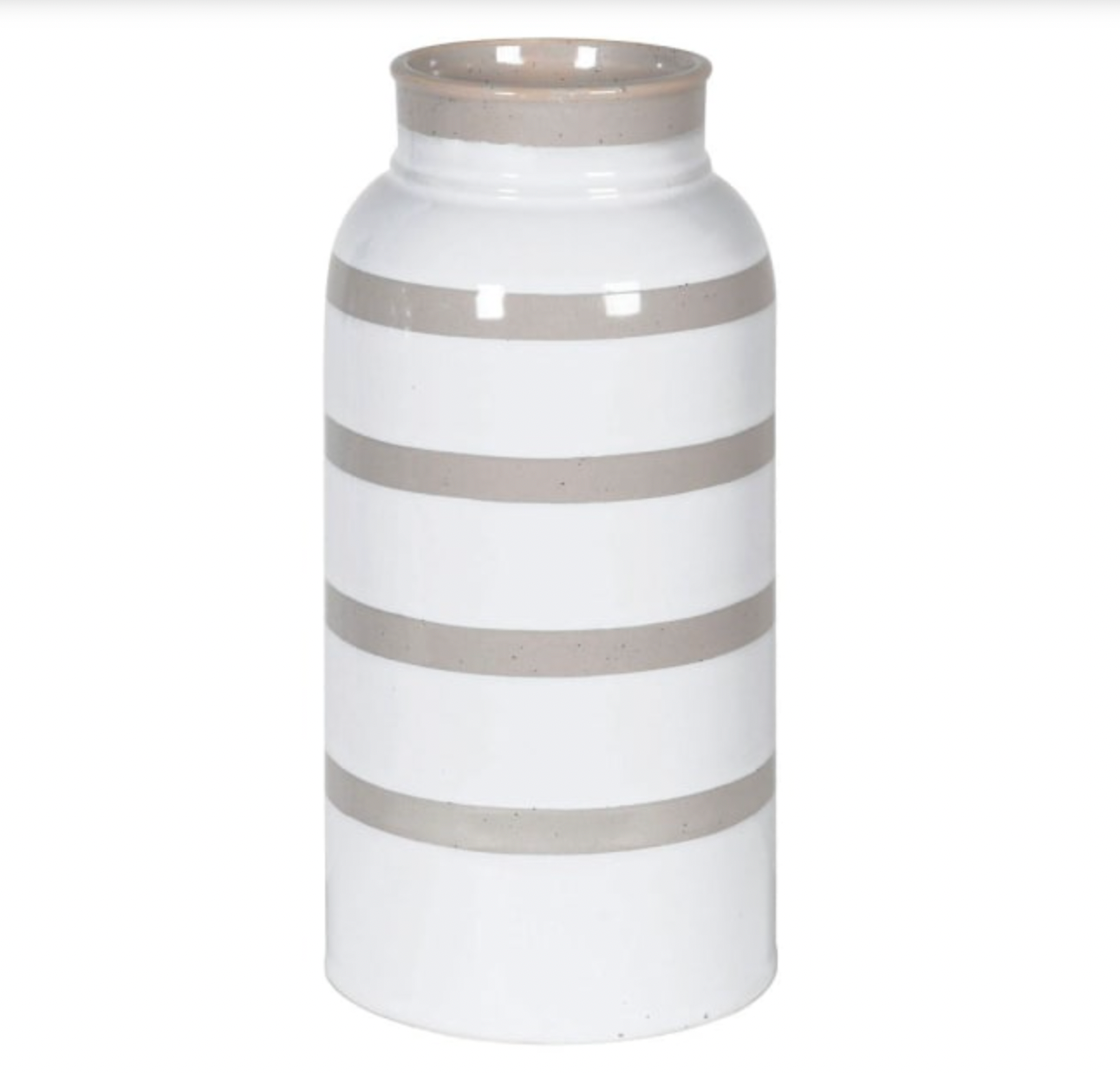 Ceramic Beige & White Striped Vase