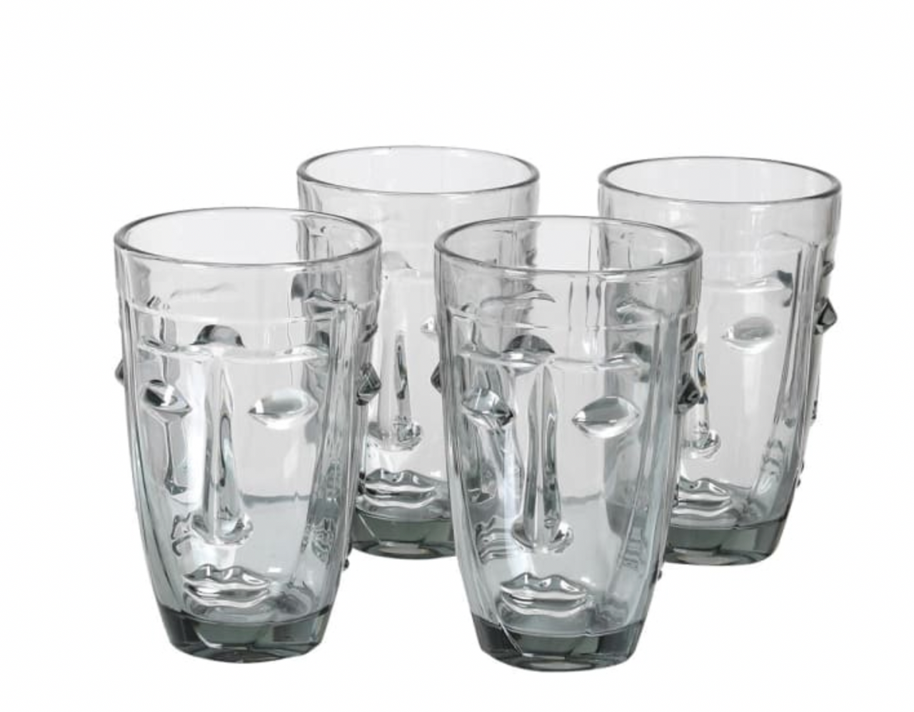 Set of 4 Grey Face Glasses