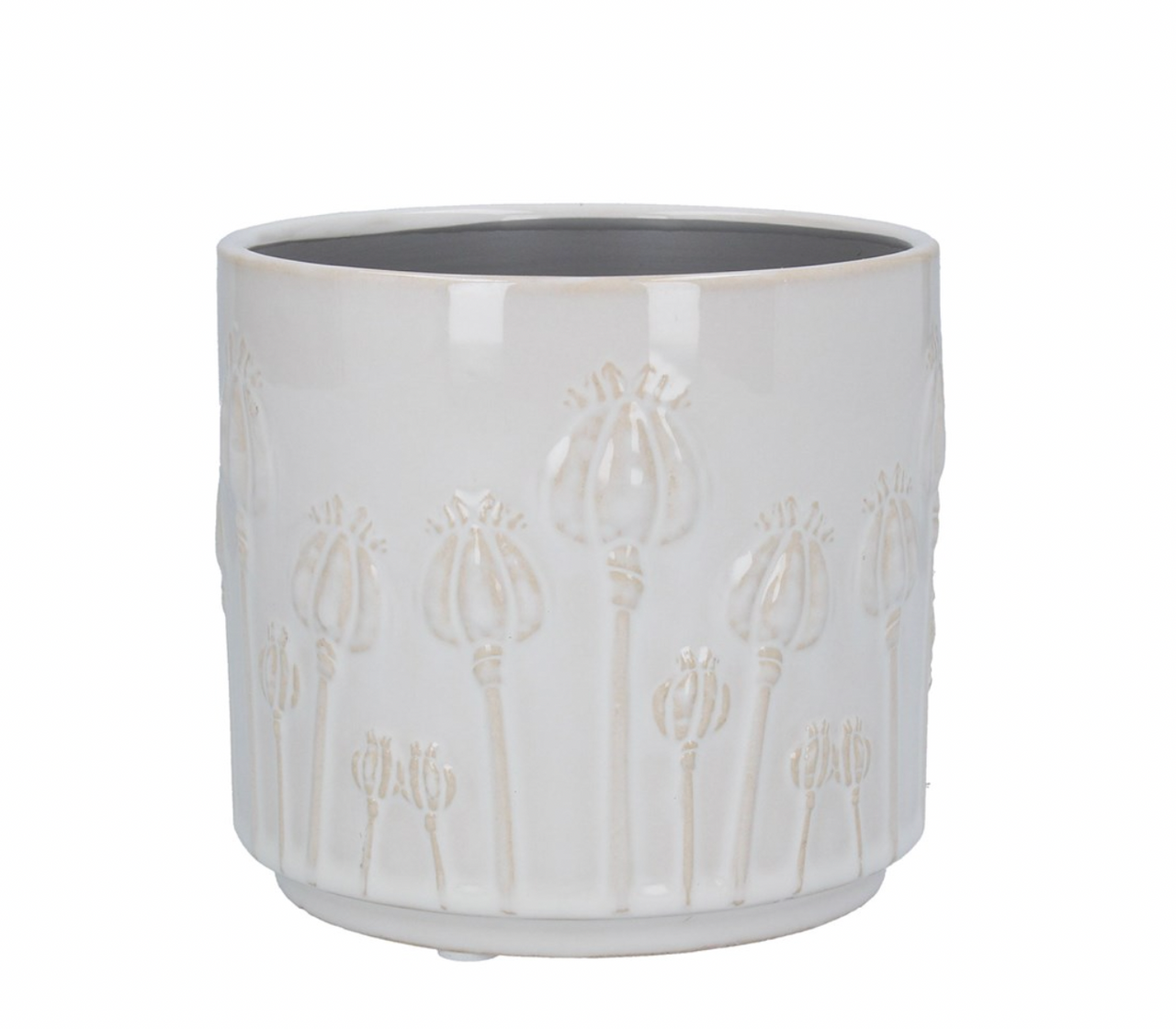 Poppy Head Cream Ceramic Pot - Small