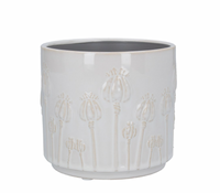 Thumbnail for Poppy Head Cream Ceramic Pot - Small