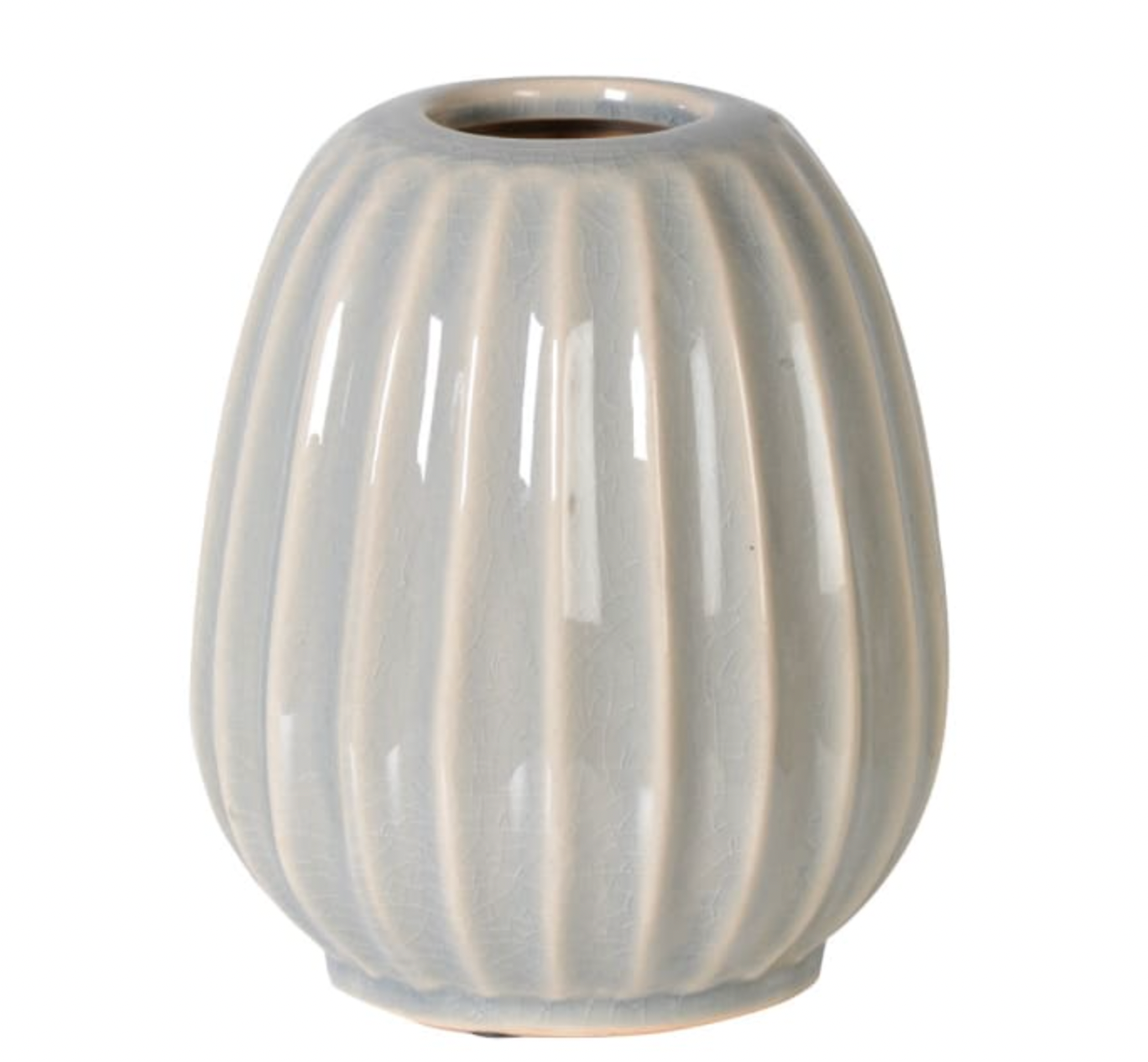 Soft Grey Ribbed Vase