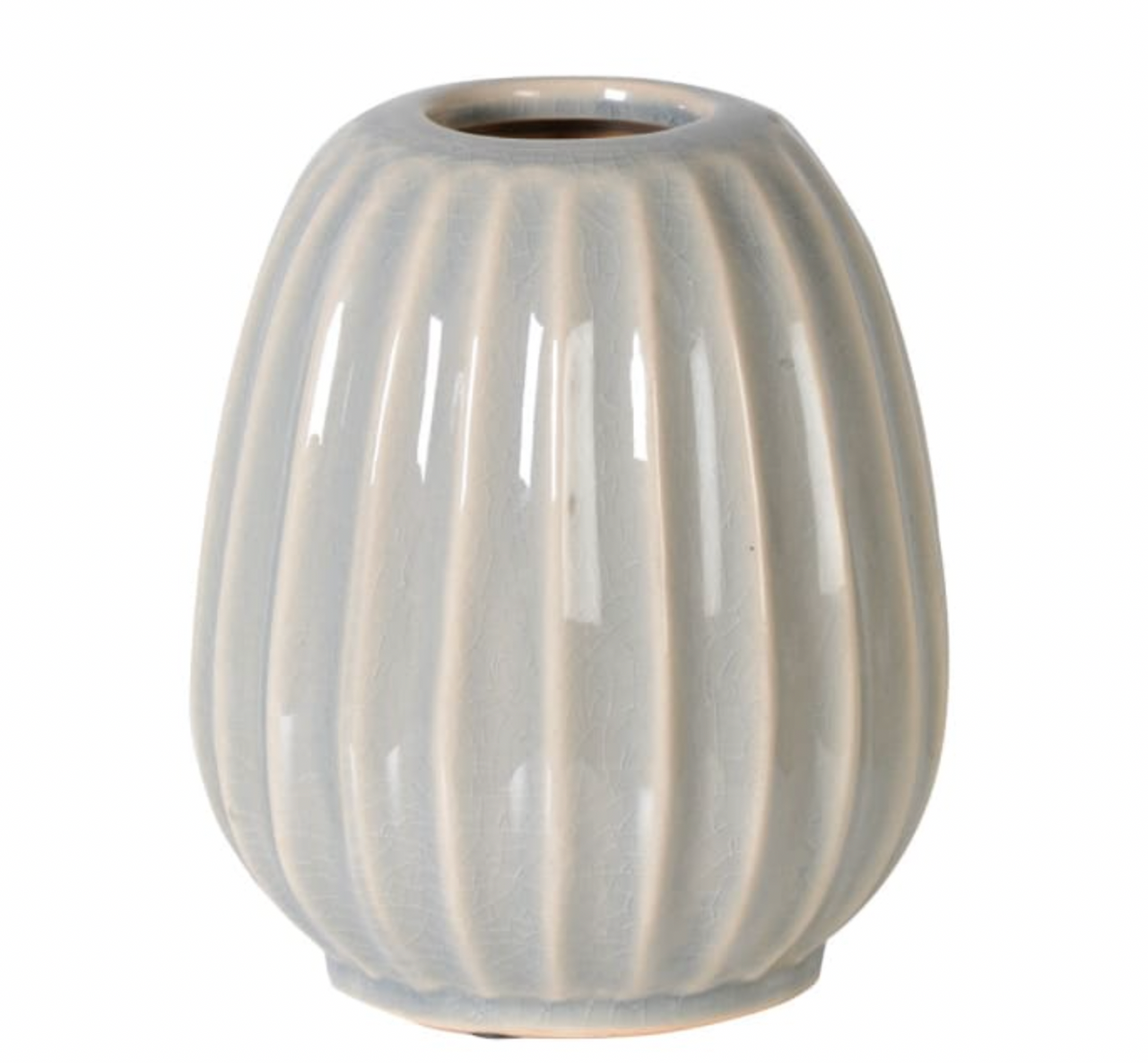 Soft Grey Ribbed Vase