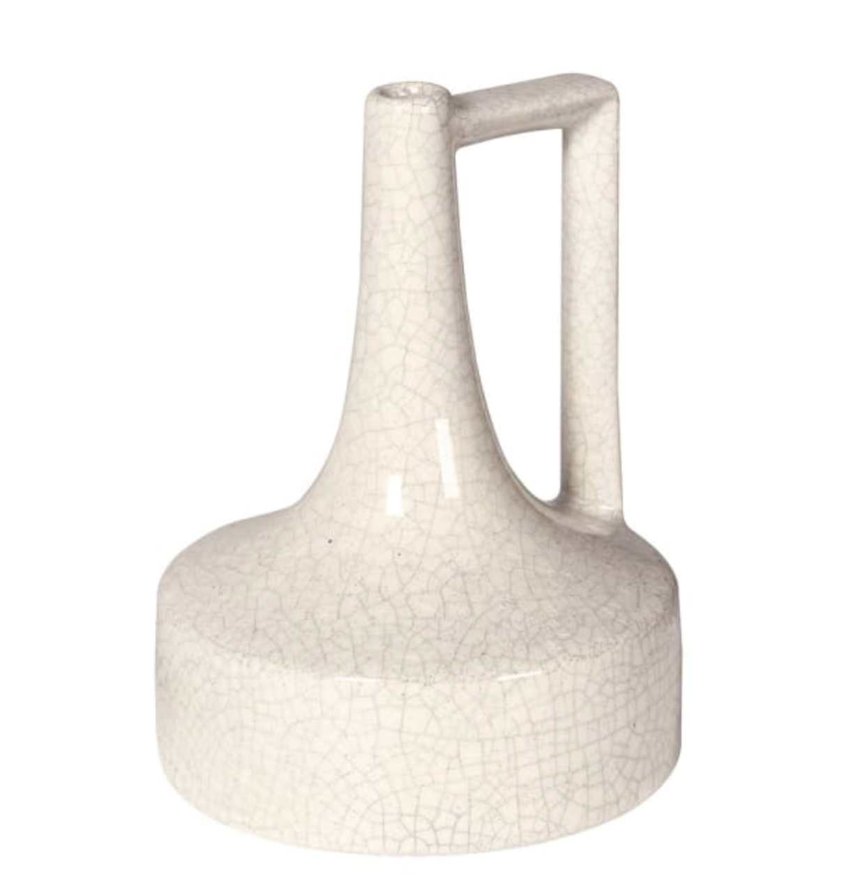 Distressed White Handled Jug Vase - Small