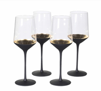 Thumbnail for Set of 4 Black and Gold Stemmed Wine Glasses