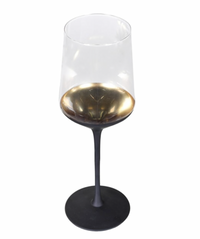 Thumbnail for Set of 4 Black and Gold Stemmed Wine Glasses