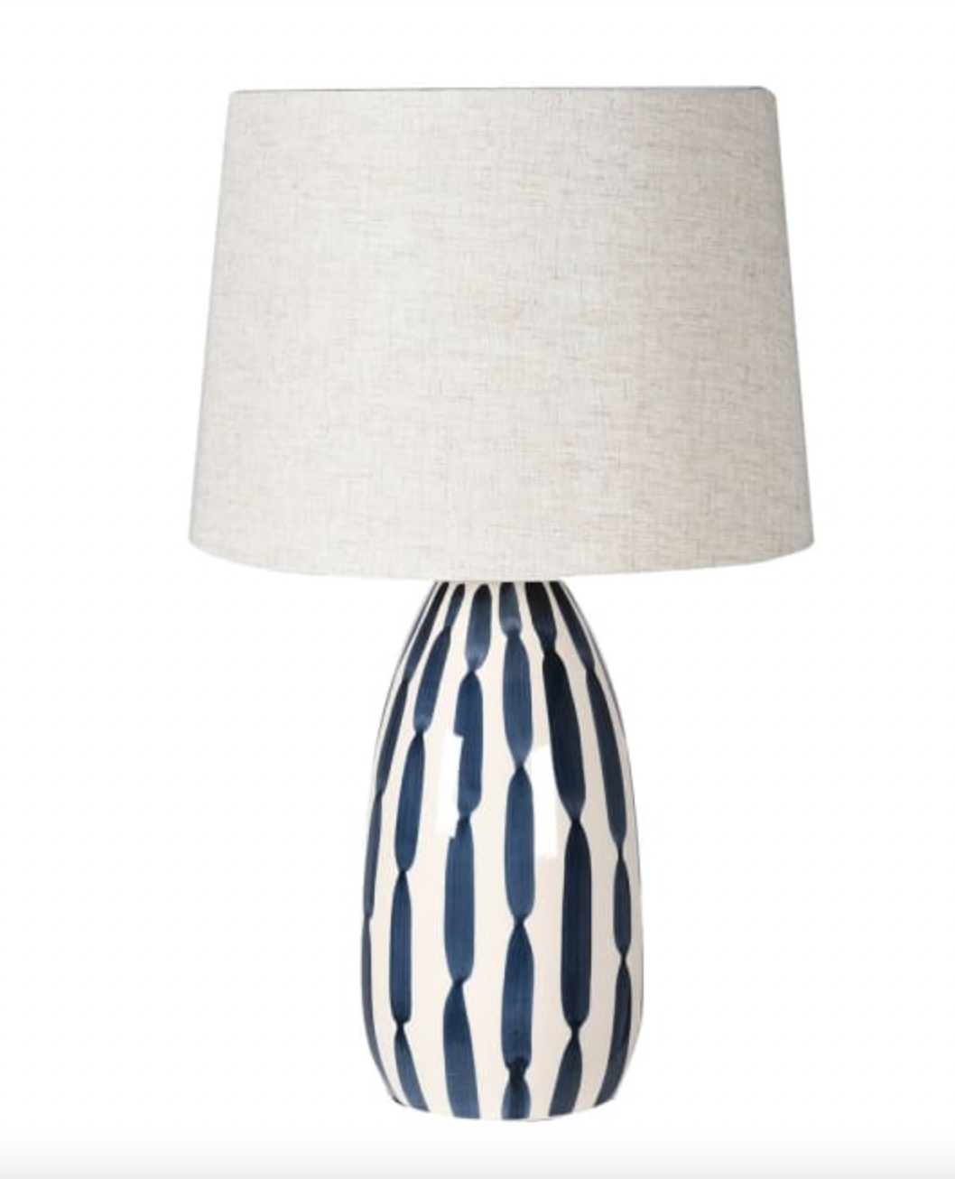 Indigo and Cream Lamp with Linen Shade