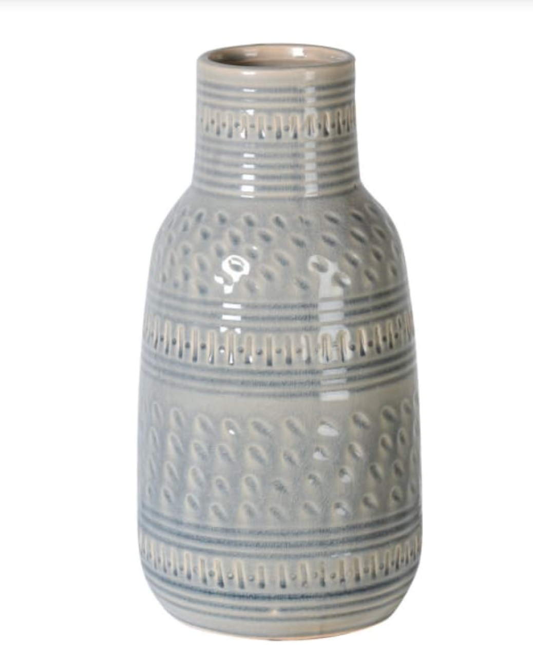 Soft Grey Patterned Vase - Large