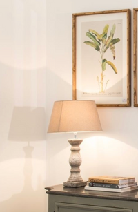 Thumbnail for Balustrade Stone Lamp with Linen Shade - Small