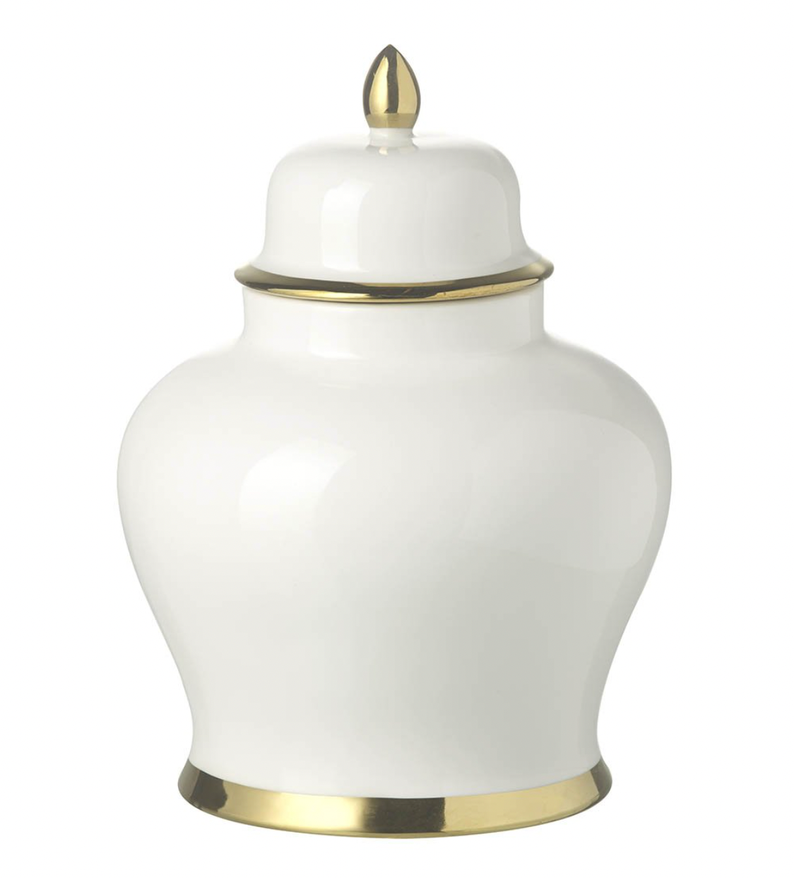 Chinoiserie Ceramic White Jar - Medium