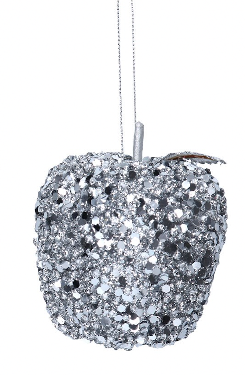 Silver Sequin Glitter Apple/Pear Tree Decoration