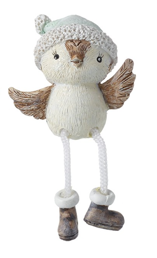 Sitting Bird with Hat Ornament