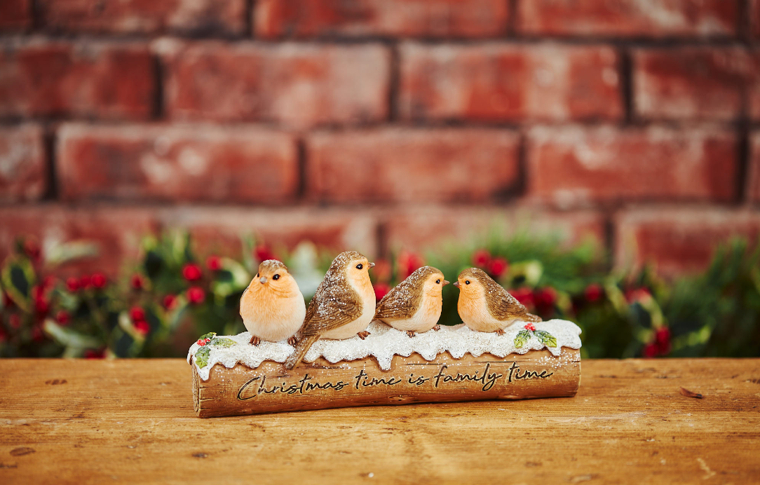 Robins On A Log