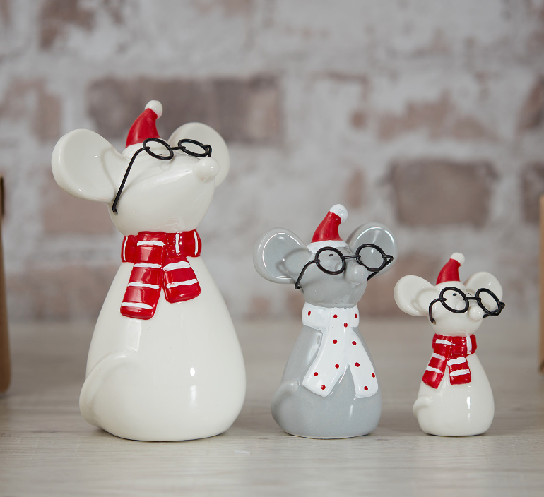 Christmas Mouse With Scarf Ornaments