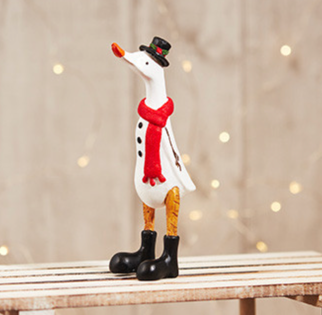 Wooden Christmas Snowman Duck