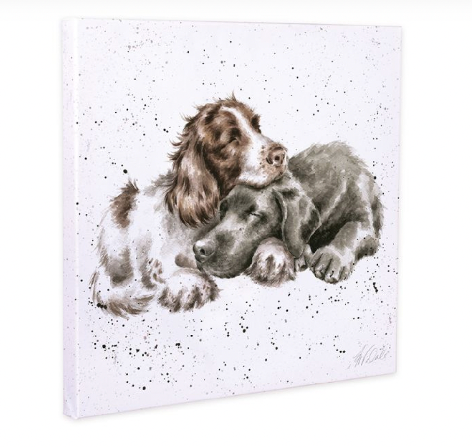 'Growing Old Together' Spaniel & Labrador 20cm Canvas Print