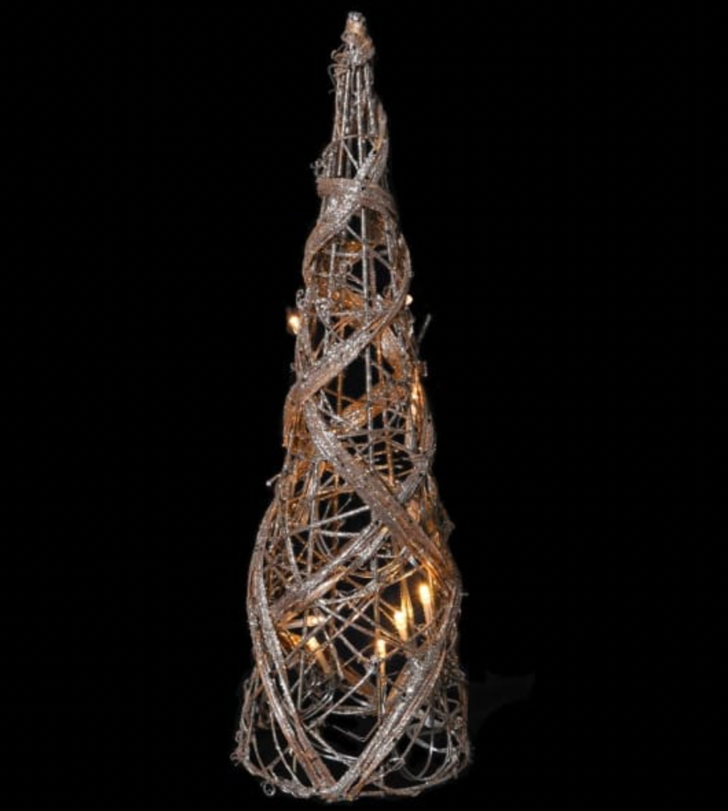 Large Rattan Cone Tree With Lights