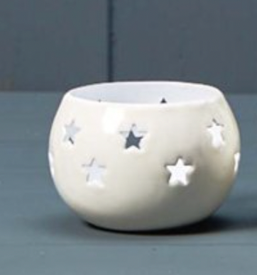 White Votive With Star Decal - Small