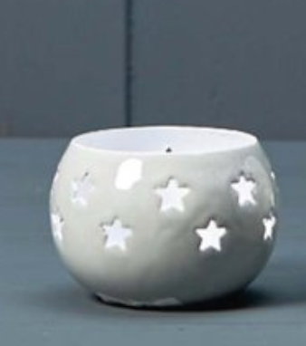 Grey Votive With Star Decal - Small