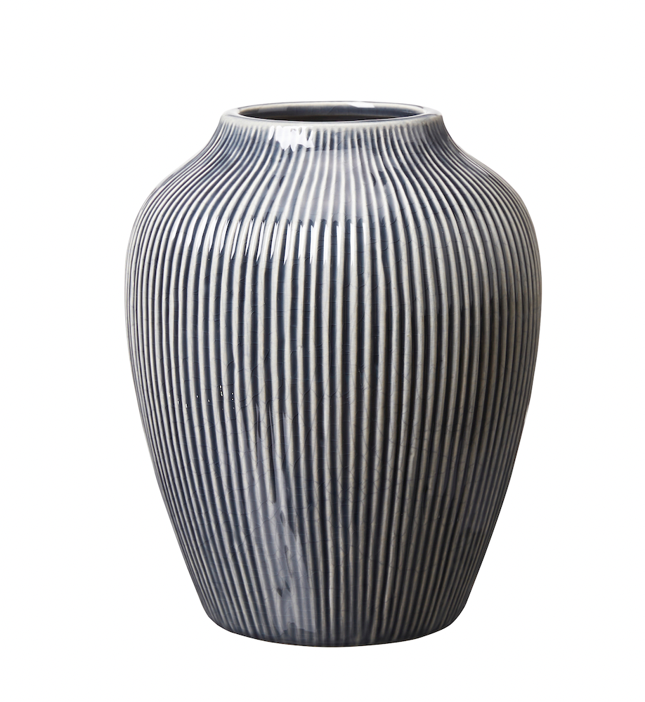 Ember Ribbed Blue Vase