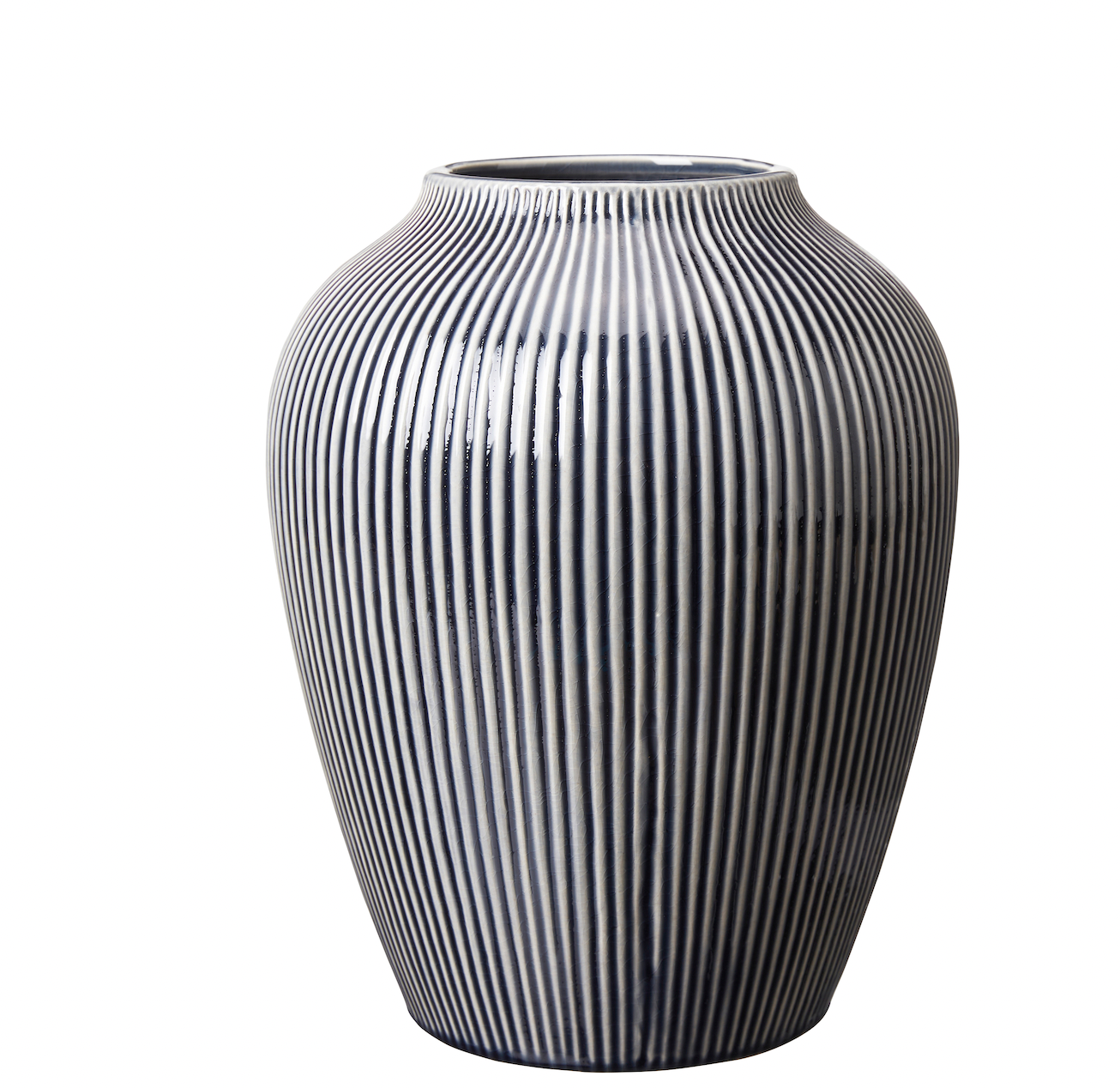 Ember Blue Ribbed Vase