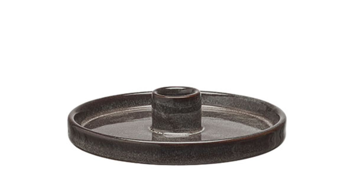 Grey Stoneware Candle Holder