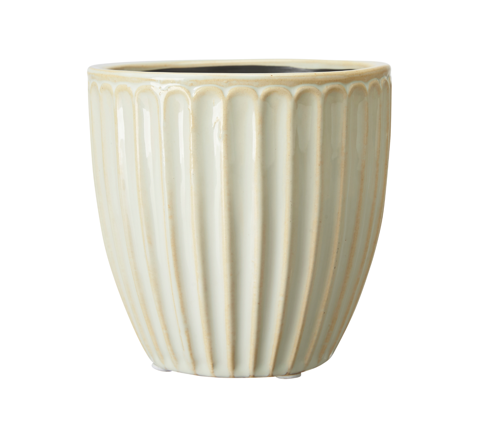 Milou Cream Ribbed Planter Pot