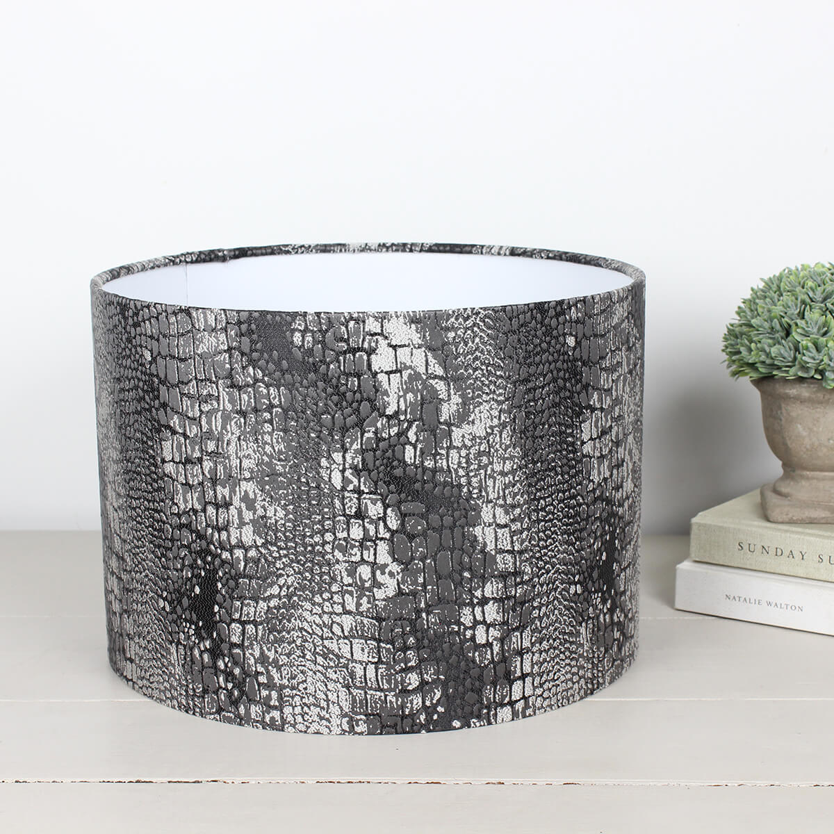 Serpentine Charcoal Drum Lampshade
